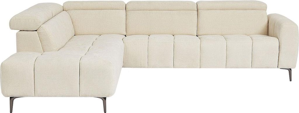Ecksofa links elektrisch relax - Textilstoff Beige - CALDORIA