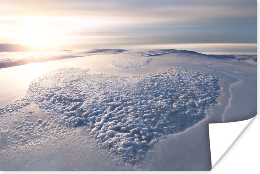 MuchoWow Poster Herz - Schnee - Winter - Horizont 60x40 cm - Schlafzimmerdekoration