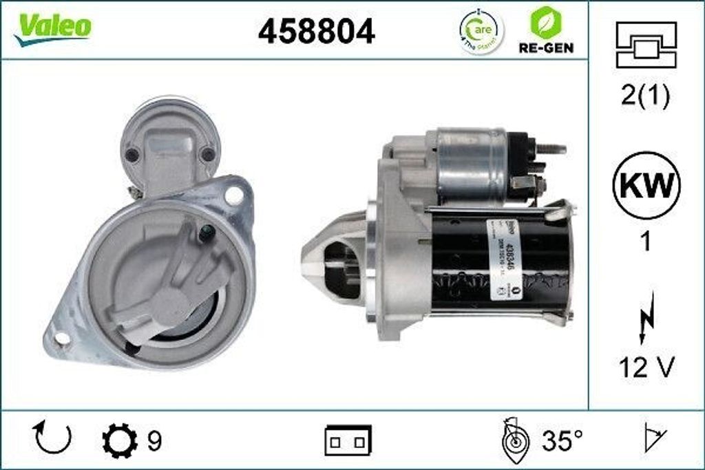 VALEO 458804 Starter Anlasser 1kW für FORD Fiesta Mk7 Schrägheck 12V