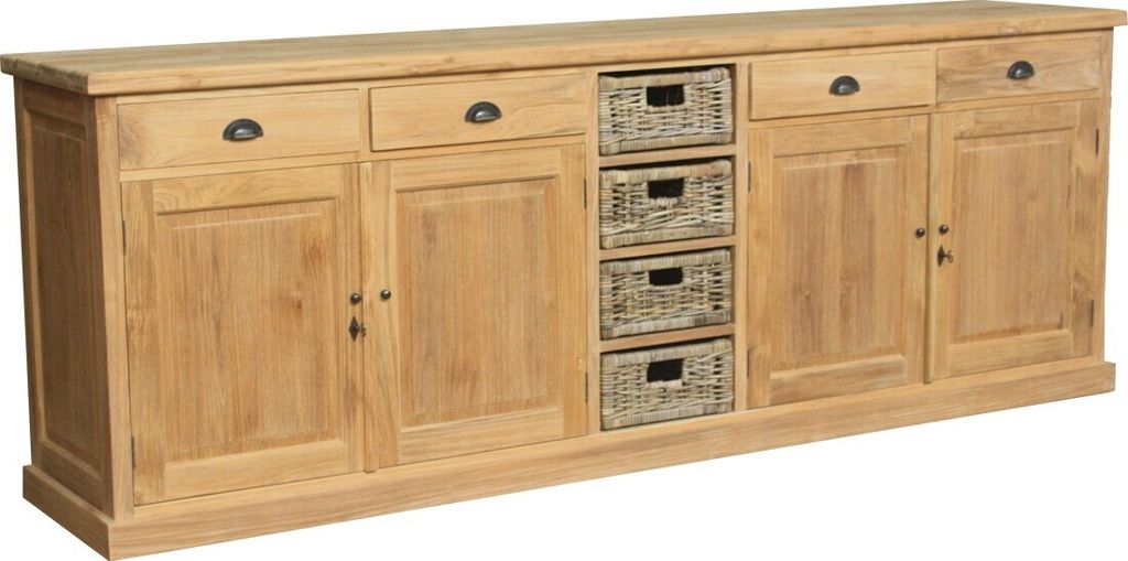 Teako Design Sideboard Bergvik Teakholz Massiv 210x90x60cm