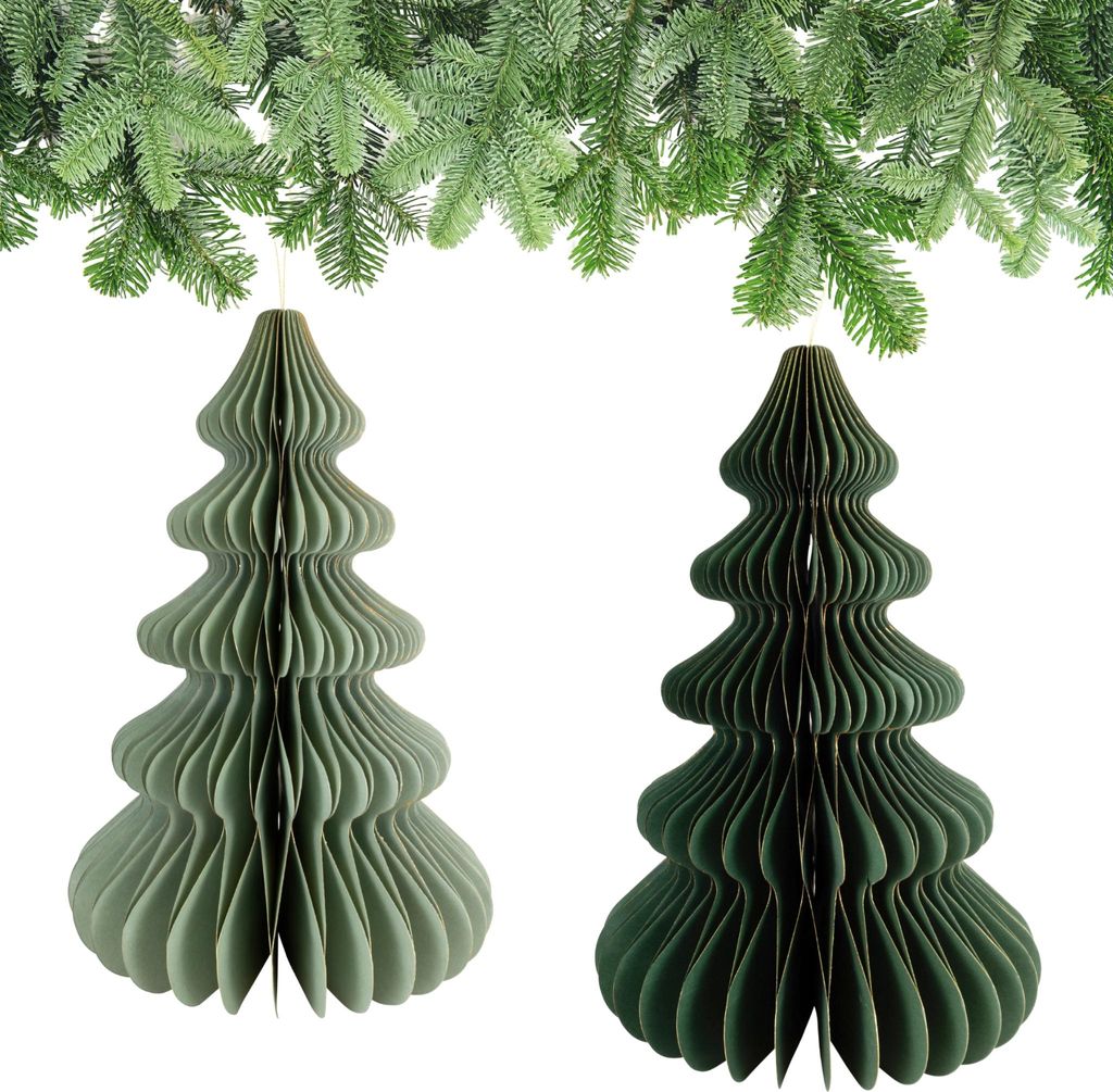 Weihnachtsdeko Tannenbäume zum Aufhängen Grüntöne 6er Set