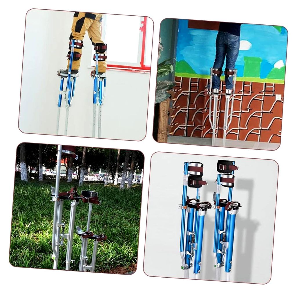2 Stück Verstellbare Befestigungsbänder aus Nylon und Aluminiumlegierung für Trockenbau-Stelzen Beinriemen mit Schneller Montage für Sicheres A...