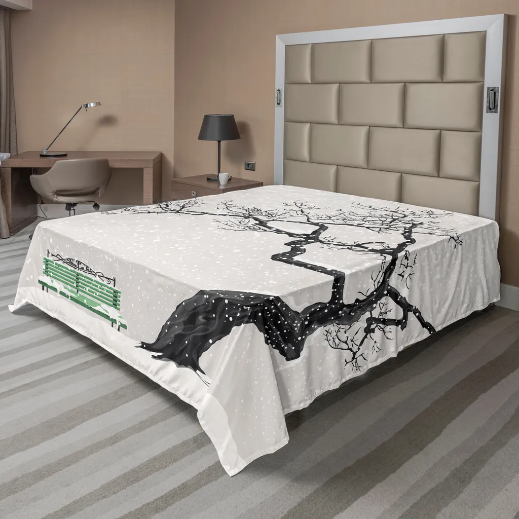 Drap plat microfibre ultra doux paysage hivernal 244x205 cm anthracite