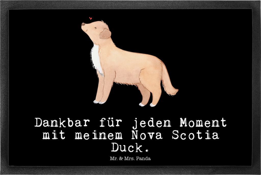 Mr. & Mrs. Panda Fussmatte Nova Scotia Duck Moment 40 x 60 cm - Schwarz - Geschenk, Schmutzmatte, Tolling Retriever, Schmutzfangmatte, flurmatte, t...