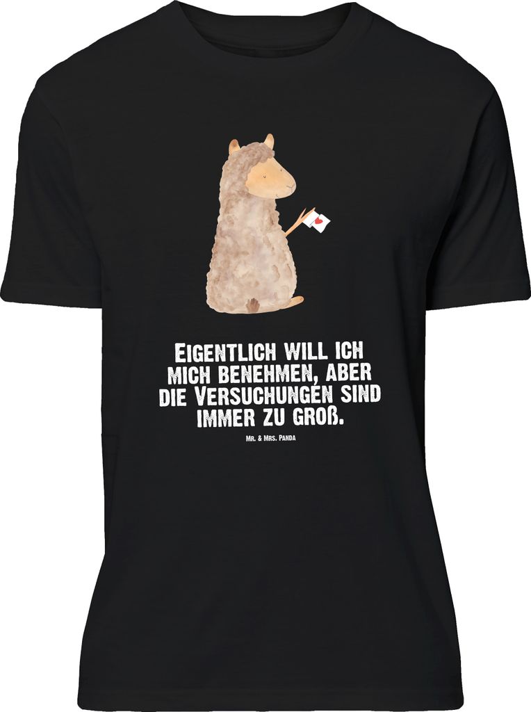 Mr. & Mrs. Panda Größe L T-Shirt Alpaka Fahne - Schwarz - Geschenk, mit Spruch, Liebe, Lama, Shirt, Lamas, Alpakas, Tshirt