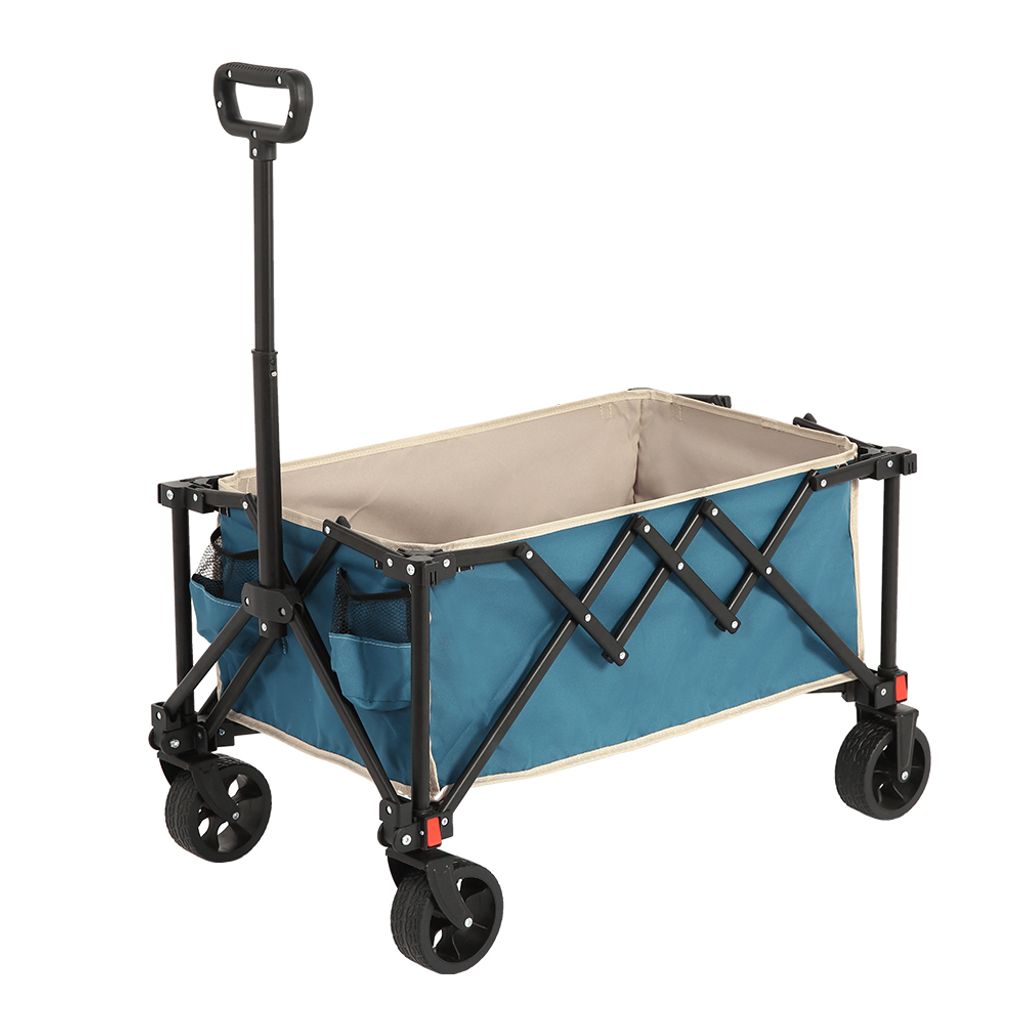 AIORBER Bollerwagen, 80 L, faltbar, abnehmbare Ausführung, selbstaufrichtender Griff, trolley, für Camping, Strand, 76,98x48x45cm, Blau