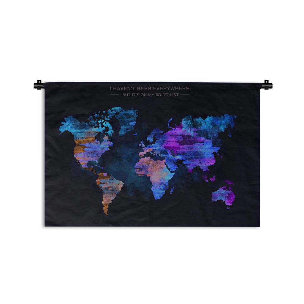MuchoWow Wandteppich Wandbehang Weltkarte - Farbe - Farben 150x100 cm Tapisserie Dekoration Wandtuch - Waschbar - Tapisserien - Wand-Decke