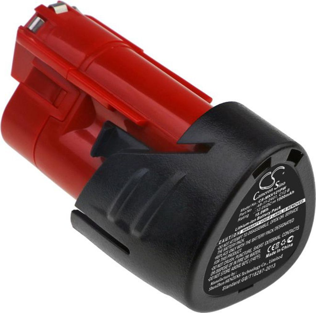 Akku für Milwaukee M12 BDDX-202X und weitere (entspr. C12 B, C12 BX, M12, M12 B2), 12V, 1.5 Ah,