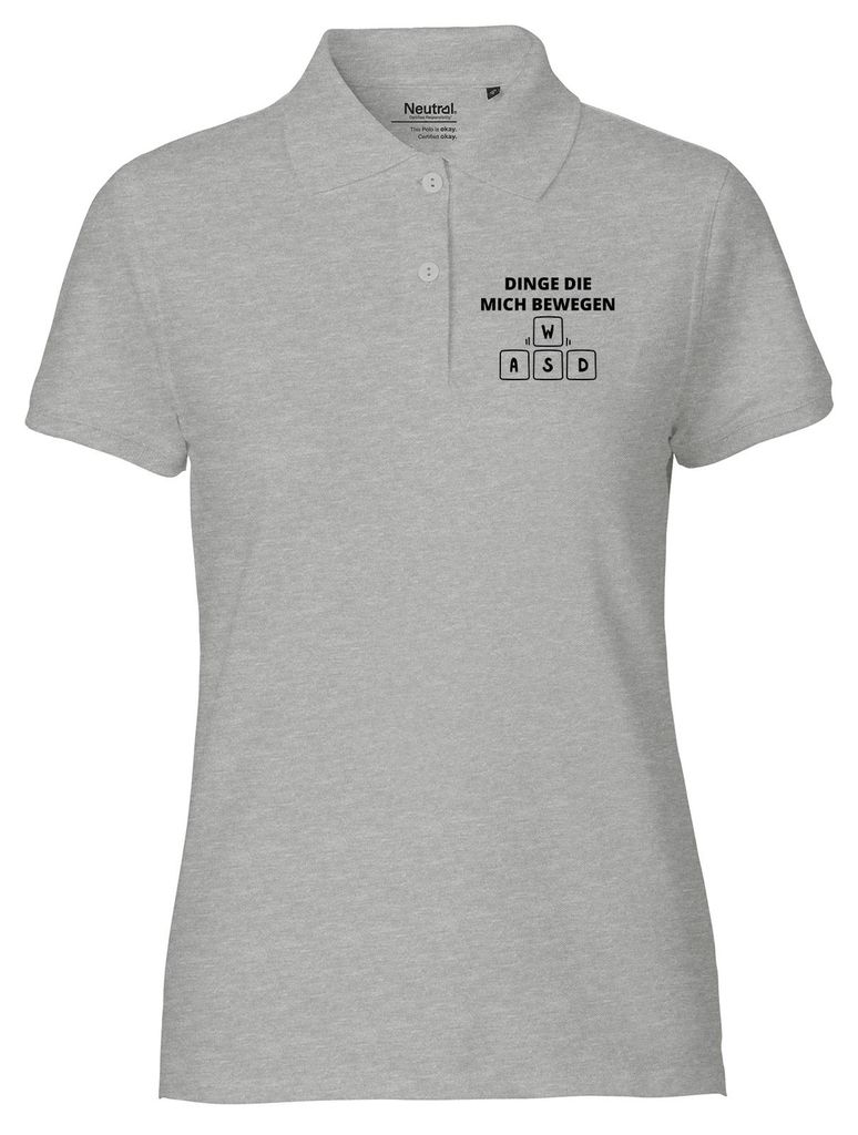Huuraa Damen Polo Shirt Dinge die mich bewegen Tastatur W A S D XL Sport Grey Bio Baumwolle Fairtrade Poloshirt Geschenkidee