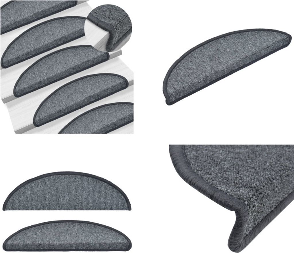 vidaXL 15 Stk. Treppenmatten Dunkelgrau 56 x 17 x 3 cm - Treppenmatte - Treppenmatten - Stufenmatte - Stufenmatten