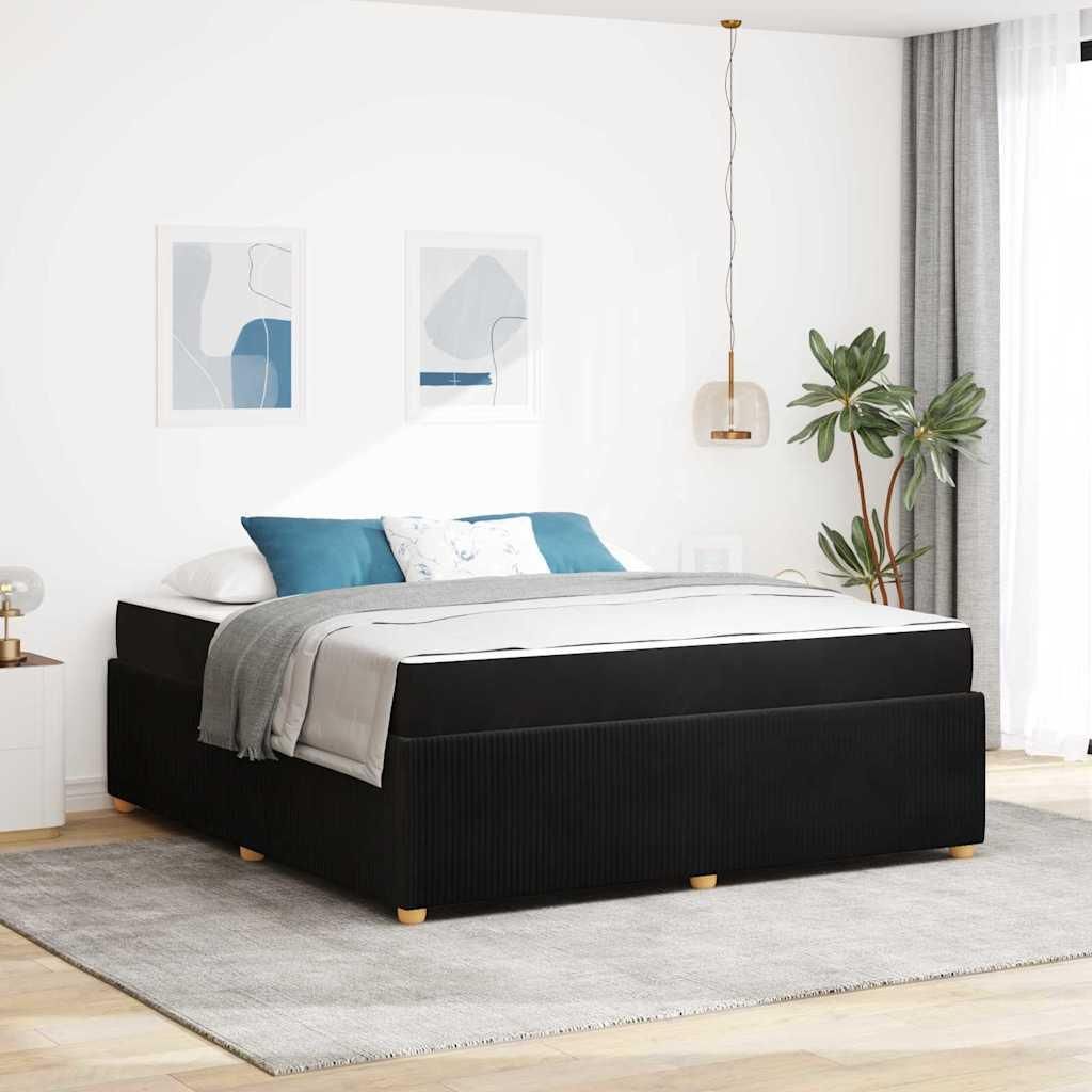 Bettgestell mit Matratze Sonstiges Schwarz 180 x 200 cm Samt