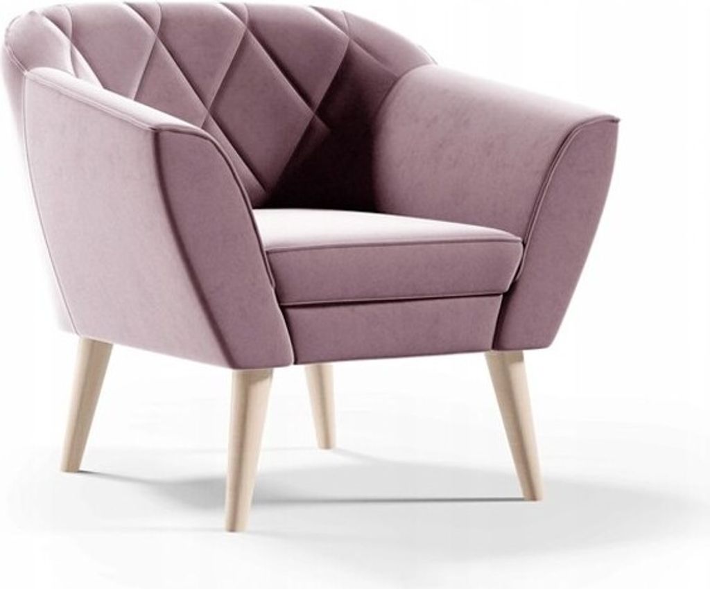 BETTSO Sessel Velvet Relaxsessel mit Holzbeinen Polstersessel Fernsehsessel für Wohnzimmer Skandinavischen Stil VIVA Rosa