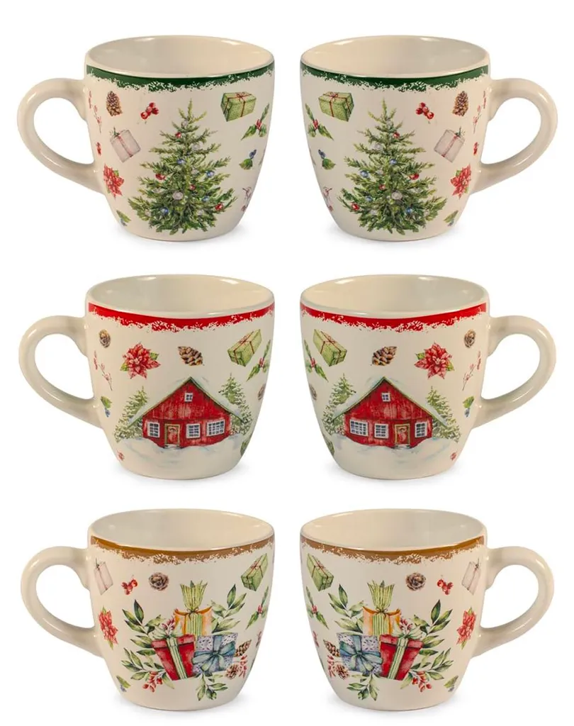 Tasses à Café Noël 100ml - Lot de 12 Pièces Décorées Musique et Fête