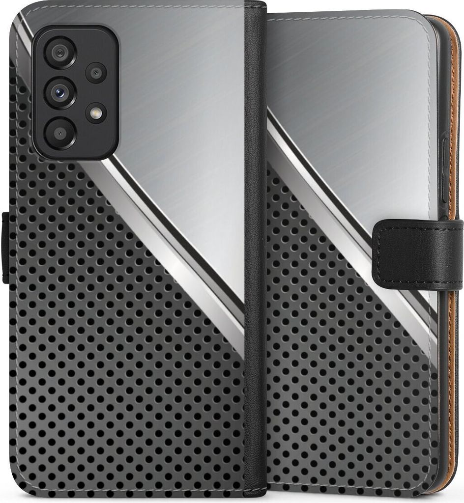 DeinDesign Klapphülle für Samsung Galaxy A53 5G Handytasche Lederhülle Tasche Carbon Metall Stahl