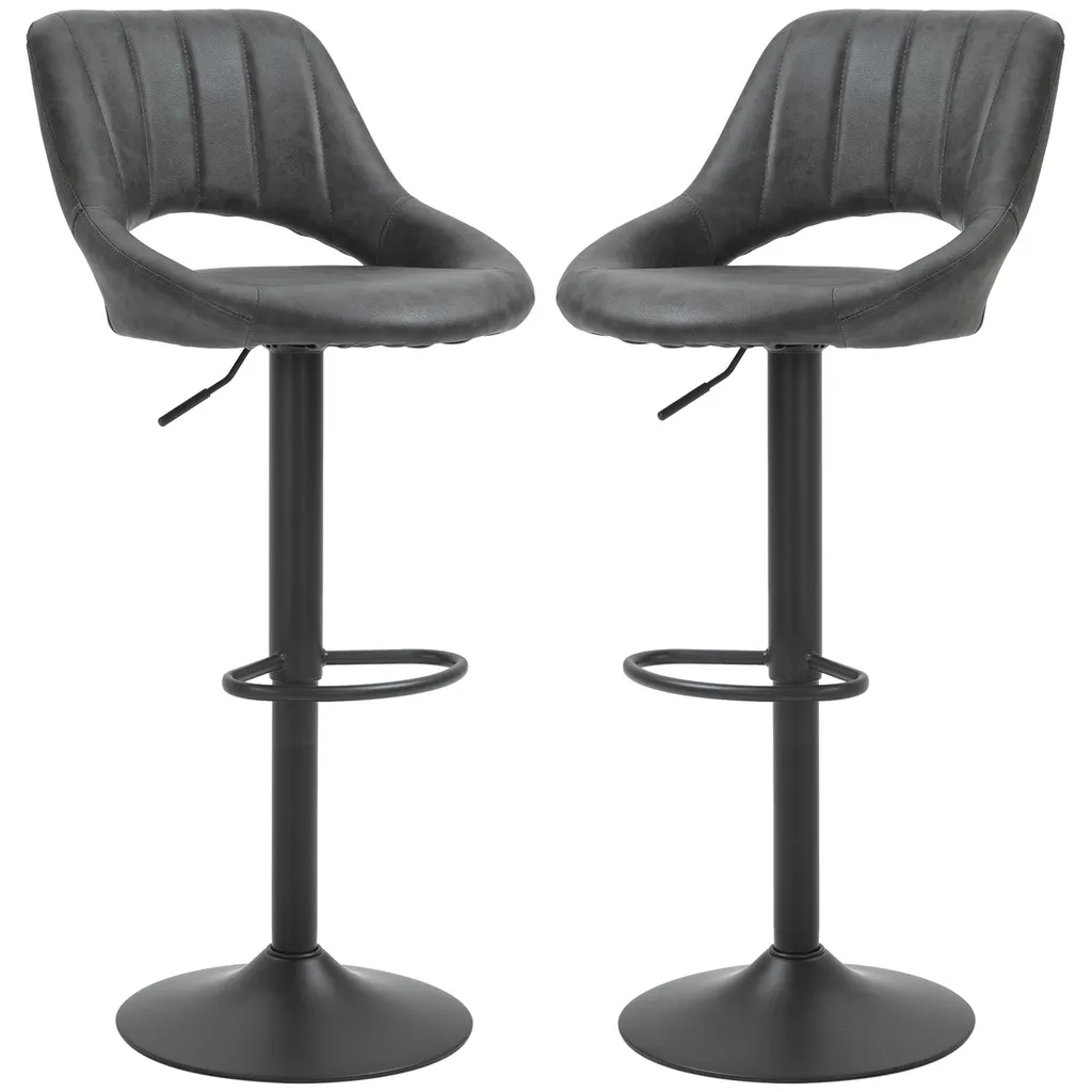 Tabouret de Bar Pivotant Noir avec Repose-pieds Confortable Lot de 2 - 2