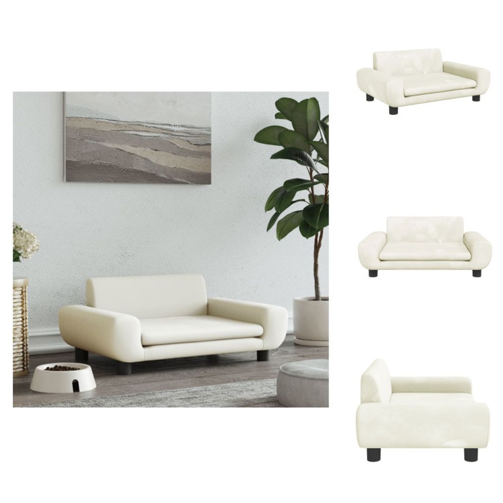 vidaXL Hundebett Creme 70x45x33 cm Samt - Hundebetten