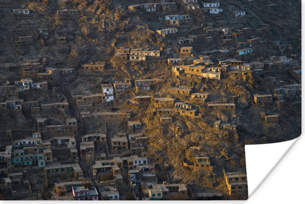 MuchoWow Poster Einige von der Sonne beleuchtete Häuser in Kabul in Afghanistan 30x20 cm - Plakate - Print