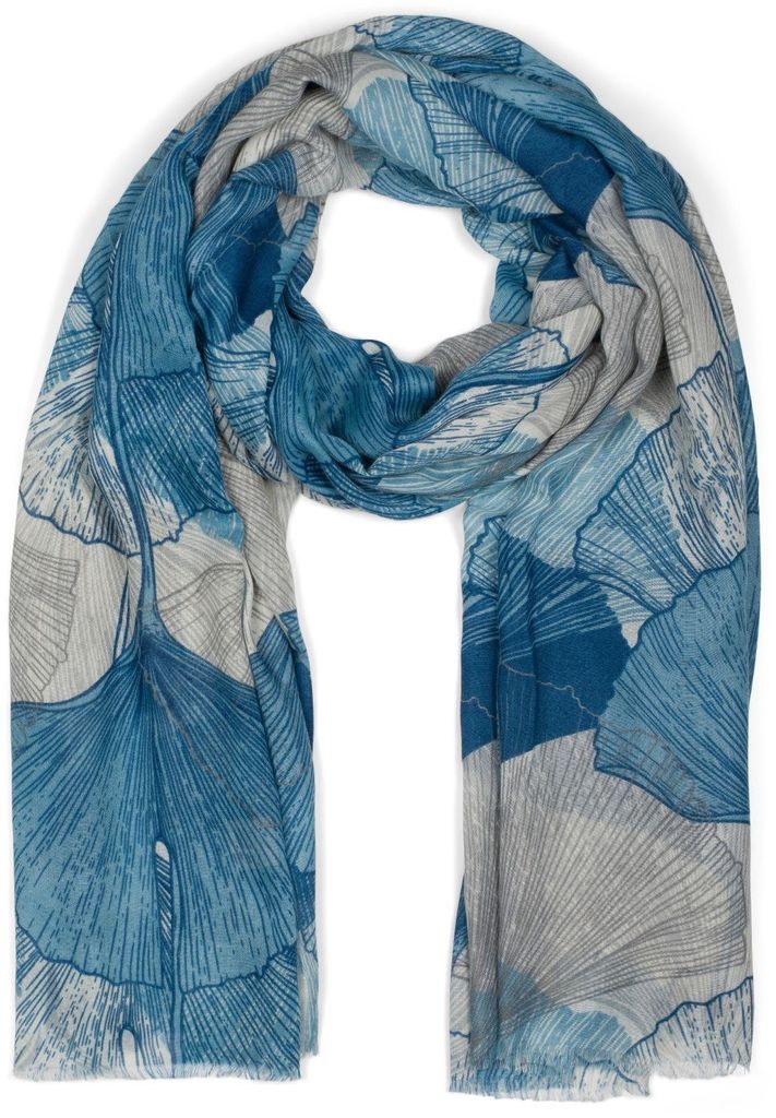 styleBREAKER Damen Schal mit farbigem Ginkgo Leaves Blätter Produktbild 