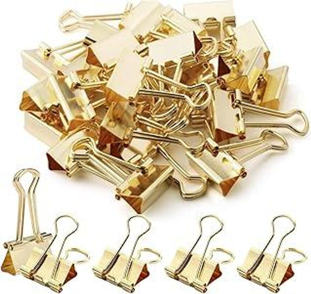 80 Stück Foldback Klammern Gold 19 mm Klein Büroklammern Klammer Metallklammern Büro Klein Binder Clips Vielzweckklammern Fotoordner Papierklamm...