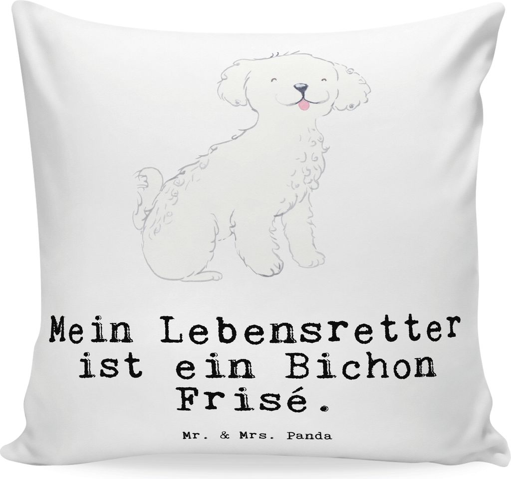 Mr. & Mrs. Panda Sofakissen 40x40 Bichon Frisé Lebensretter - Weiß - Geschenk, kissen für sofa, Deko, Kleines, kuschelkissen, Dekokissen