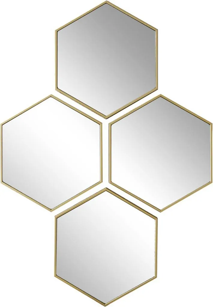 Miroir Mural Hexagonal pour Décoration Intérieure Originale - 4 Pièces