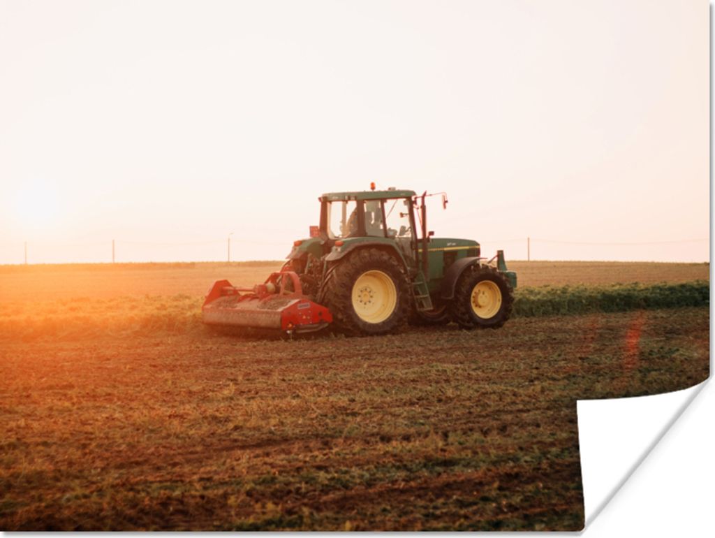MuchoWow Poster Traktor - Feld - Bauernhof - Landwirt - Horizont 40x30 cm - Plakate für die Wände - Poster Wohnzimmer