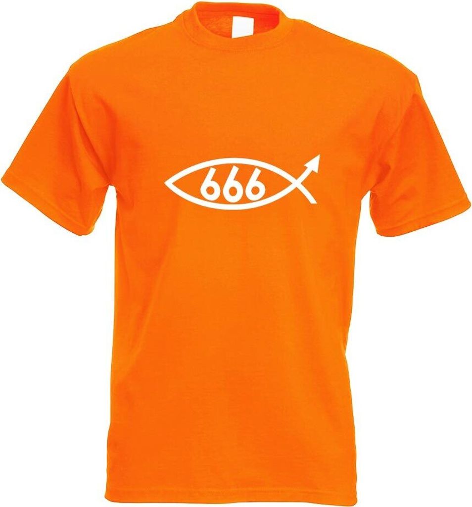 Kiwistar - T-Shirt - orange - 666 Fisch Motiv Bedruckt Funshirt Design Print - mit Motiv Bedruckt - Funshirt Design - Sport - Freizeit - Herren - L