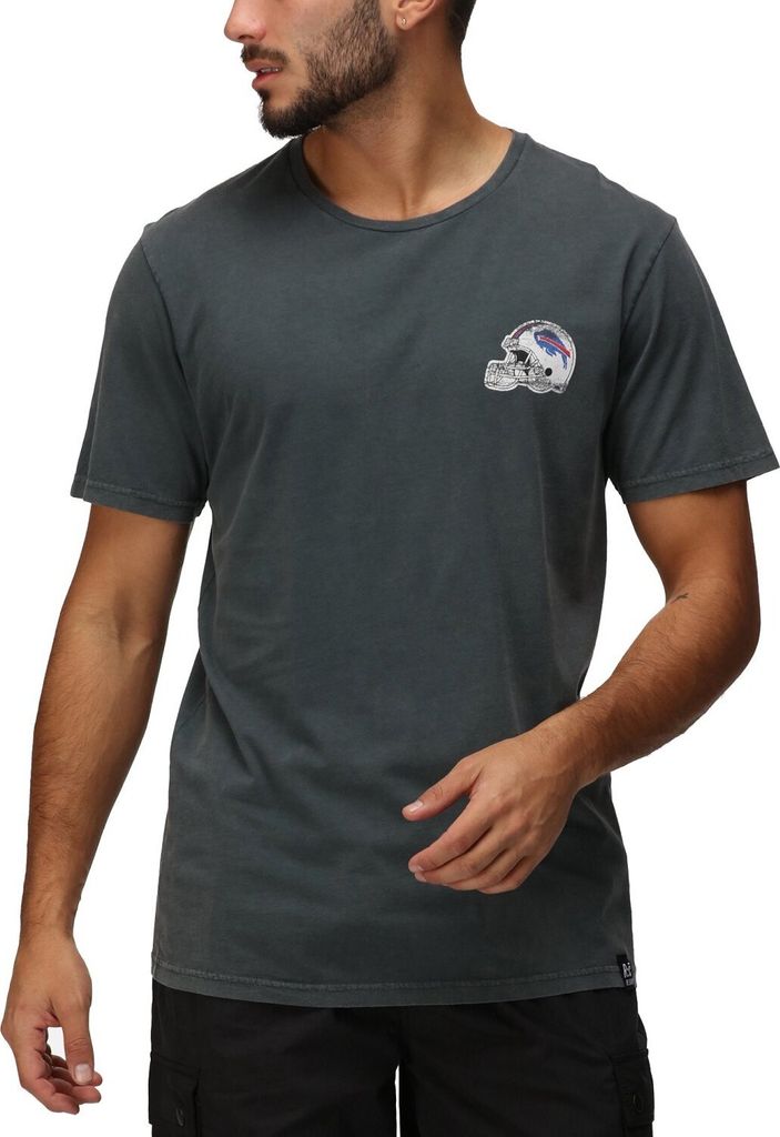 Buffalo Bills - NFL - Helmet Pocket Print T-Shirt by Recovered, Washed Black, Size: XXL