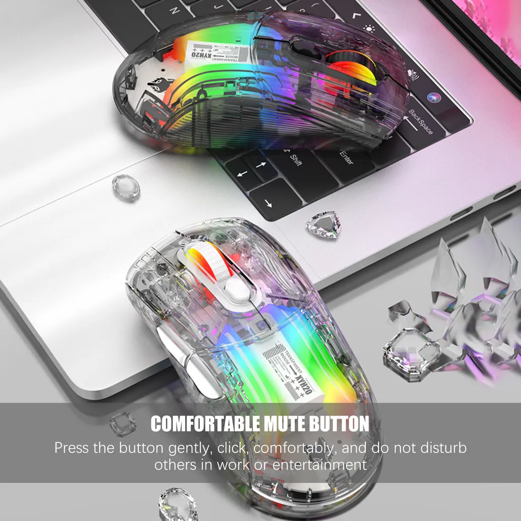 Souris Silencieuse 3 Modes avec Effet RGB et DPI Ajustable - Noir Fumée