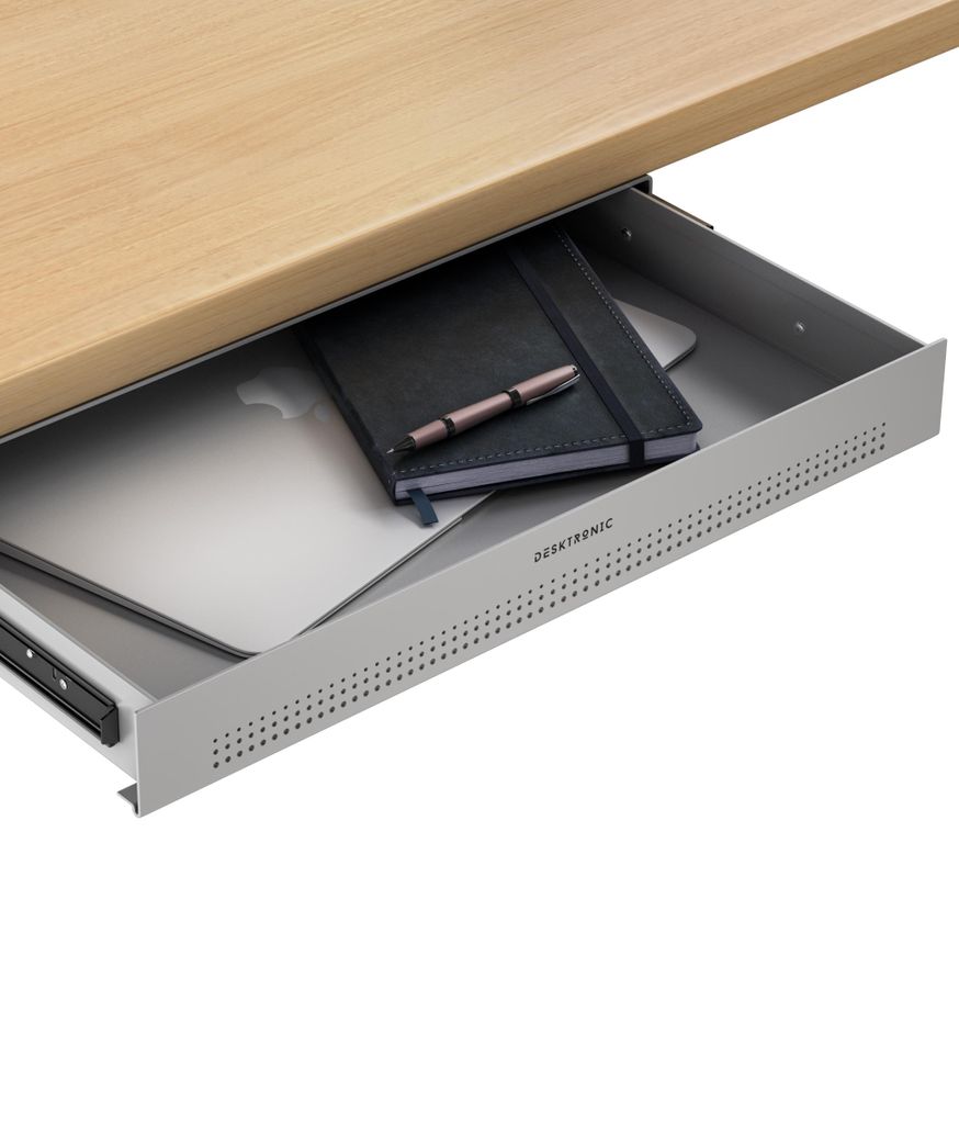 Schubladen-Organizer unter dem Schreibtisch, 41x27x5cm, Hochwertiger Stahl, Ausziehbarer Platzsparer Grau