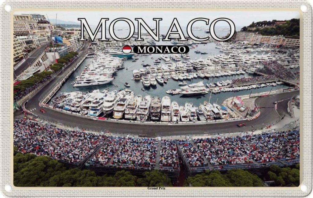 vianmo Blechschild 12x18 cm Monaco Grand Prix Rennsport Bildmotiv Reisemotiv Abenteuer Reisen