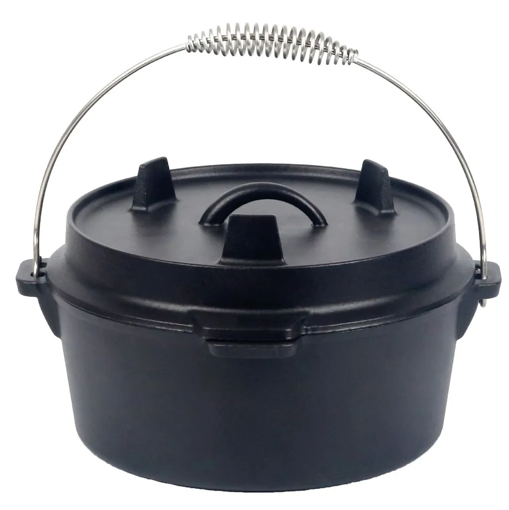 Dutch Oven Marmite de cuisine en fonte noire 4,3 L pour feu de camp 2x