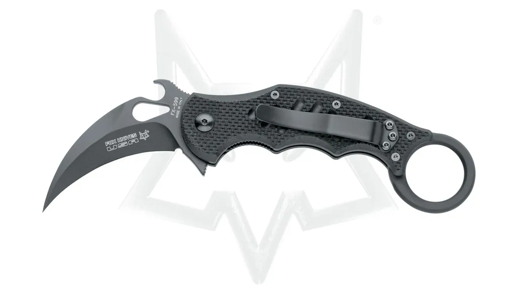 Couteau pliant tactique FOX Karambit G10 Noir pour le outdoor