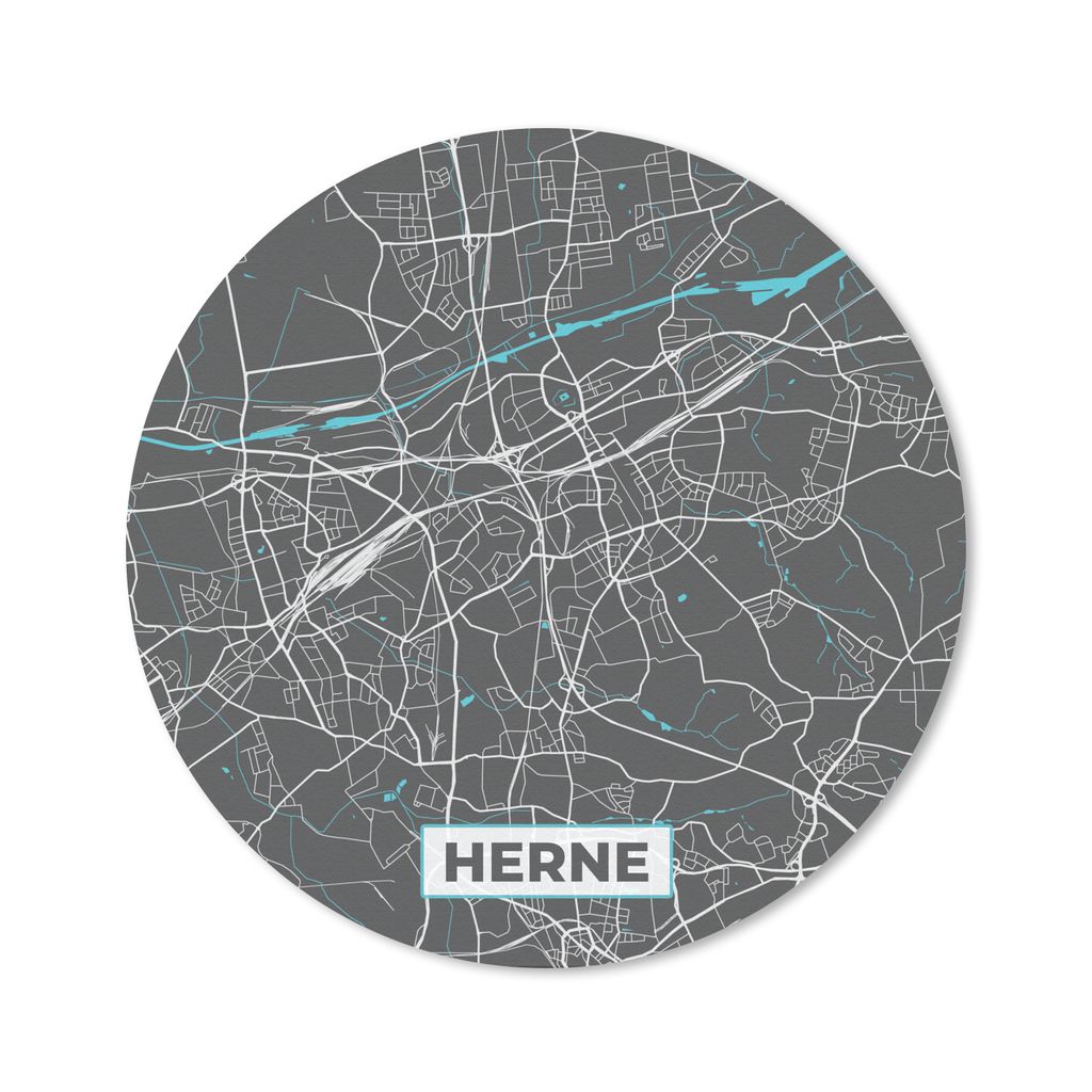 MuchoWow Mauspad Mousepad Deutschland - Blau - Herne - Stadtplan - Karte 50x50 cm - Mousepads - Maus Mat - Pad - Mausunterlage - Vinyl