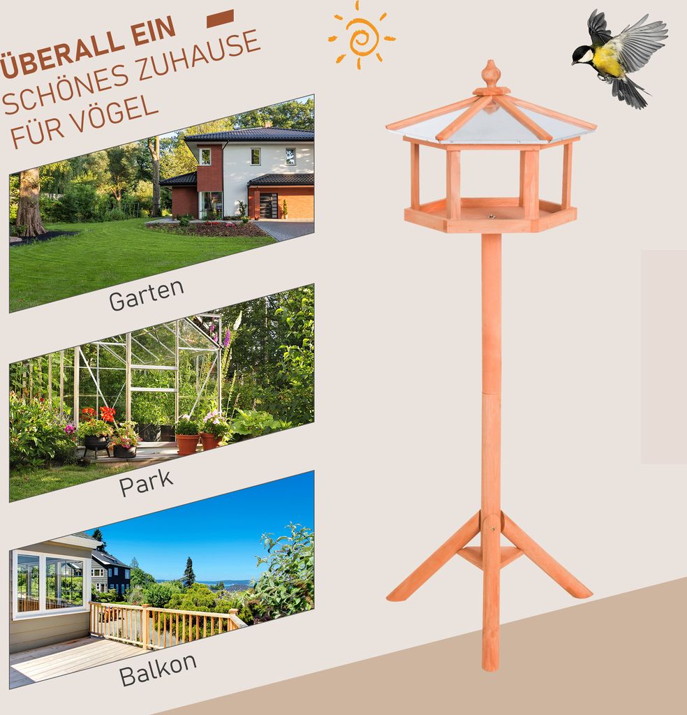 PawHut Vogelhaus Vogelvilla Futterhaus Vogelhäuschen mit Produktbild 4