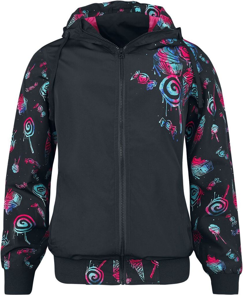 Full Volume by EMP Damen schwarze Übergangsjacke mit Neon-Print S