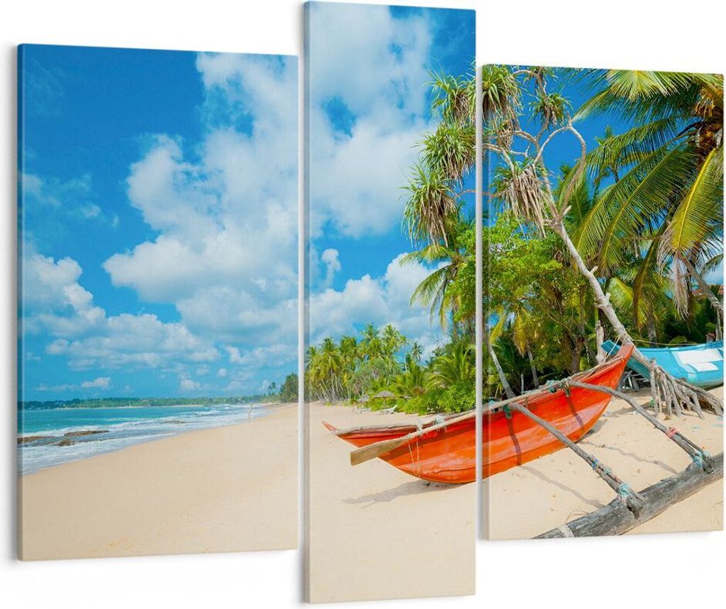 Bild auf Leinwand - Leinwandbild - Golf Ozean Palme Boot - 95x80cm - Wand Bild - Wanddeko - Leinwanddruck - Bilder - Kunstdruck - Wanddekoration - ...