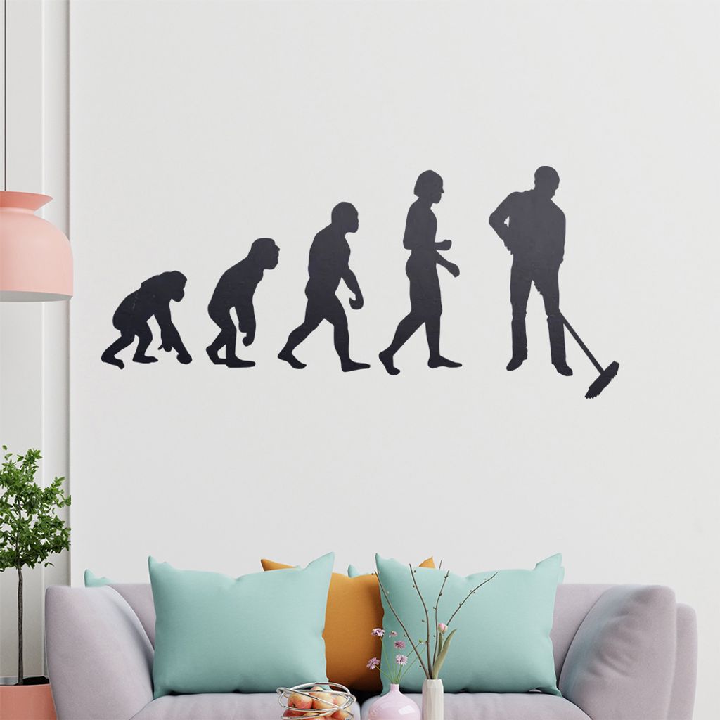 KIWISTAR Evolution Hausmeister Charles Darwin Wandtattoo in 6 Größen - Wandaufkleber Wall Sticker - Dekoration, Küche, Wohnzimmer, Schlafzimmer,...