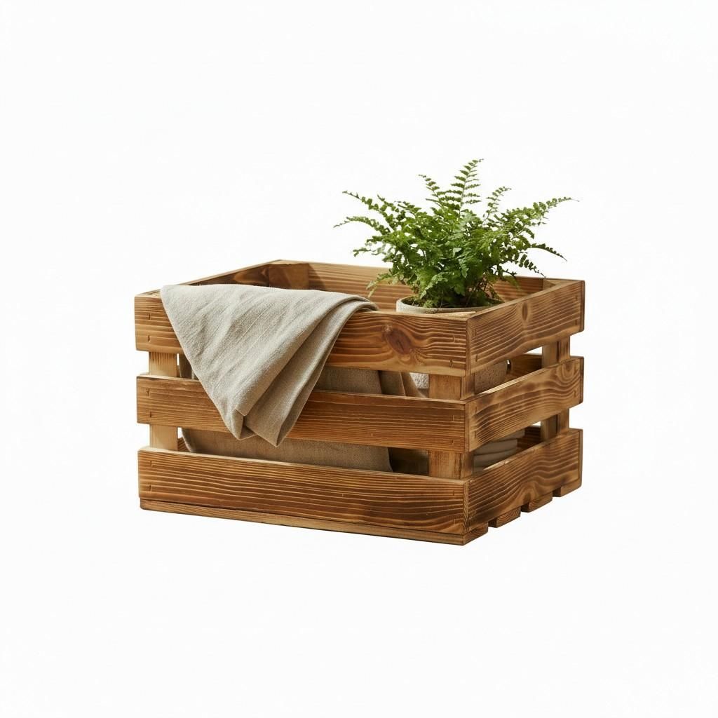 Caisse en bois flammé 40 x 30 x 25 cm - Caisse à fruits Image du produit 