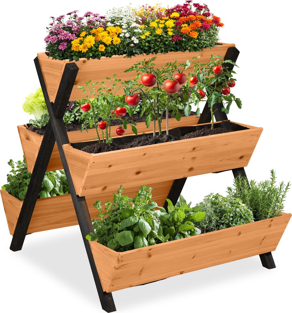 Vertikálny záhon Relaxdays, drevo, VxŠxH: 82 x 75 x 90 cm, Obrázok produktu 