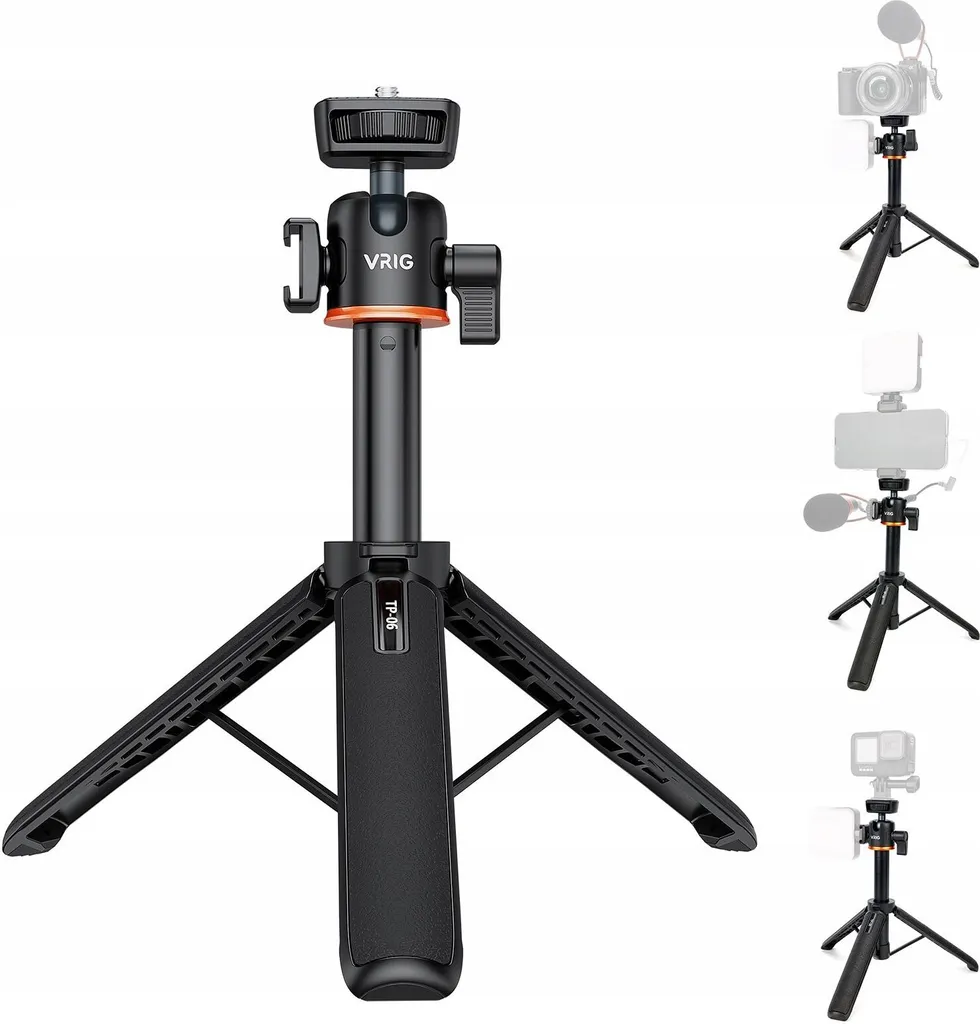 Trépied VLOG smartphone pour YouTube et TikTok VRIG TP-06 avec tête 3D