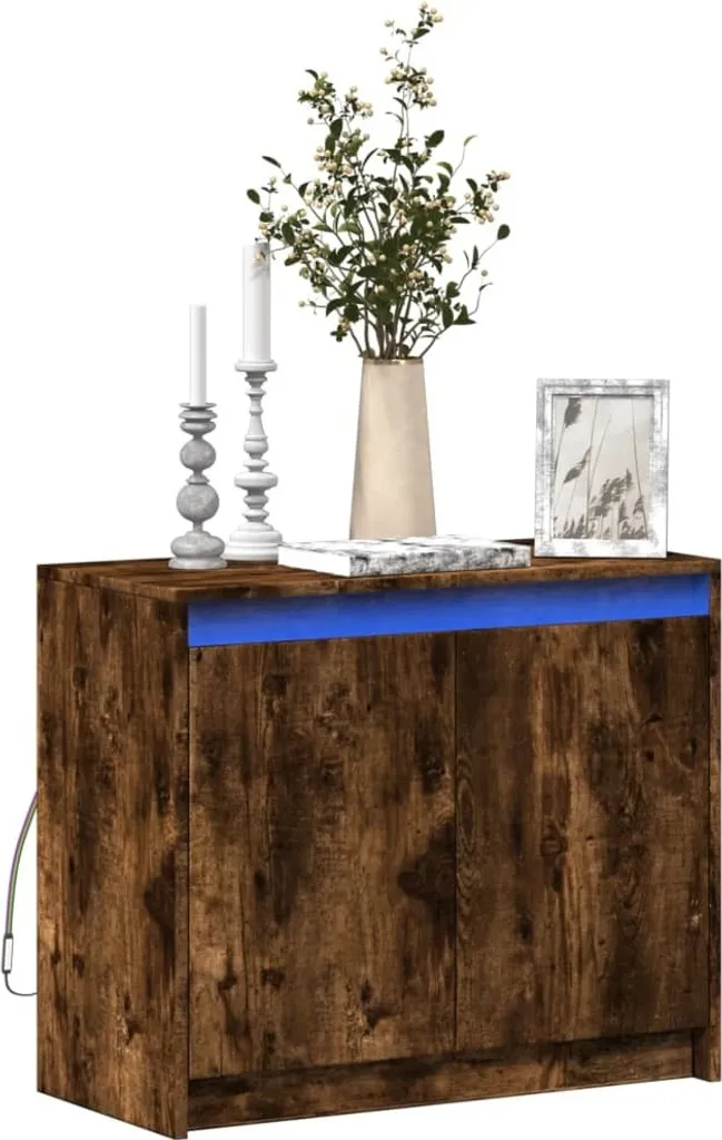 credenza vidaXL LED rovere fumé 72x34x61 cm materiale a base di legno
