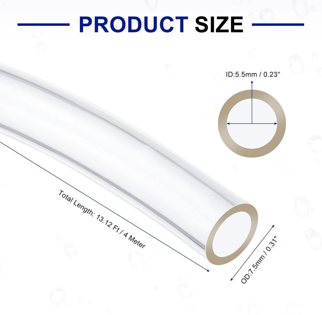 PVC Schlauch 5.5mm ID x 7.5mm OD (4 Meter) - Aquarium Schl?uche - Gummischlauch Bierschlauch flexibel, lebensmitteltauglich & transparent fš¹r Tr...