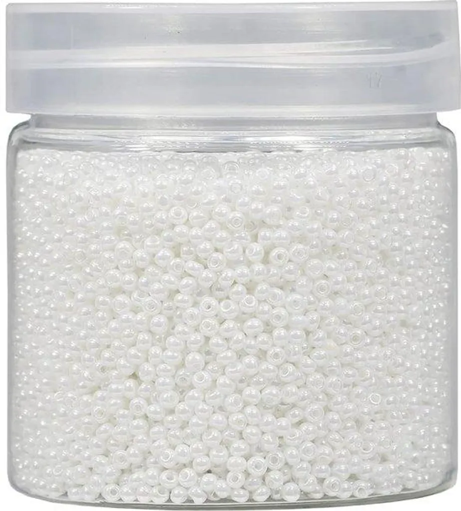 Lot de 10000 perles de verre 2mm blanches : stock complet pour bijoux