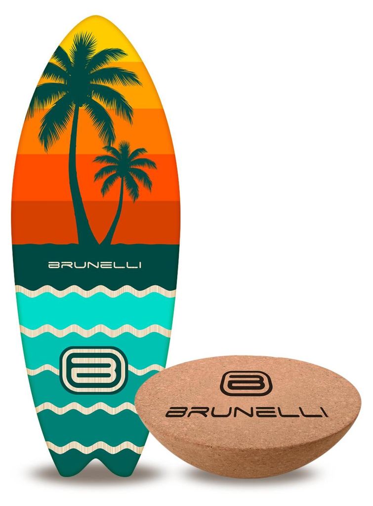 Brunelli Balance Board Set Holz Balanceboard & Halbkugel Gleichgewicht Training - Inhalt: Halbkugel+Surfer 87cm