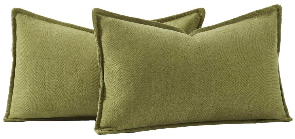 Set mit 2 Chenille-Kissenbezügen, moosgrün, 40 x 60 cm, rechteckig