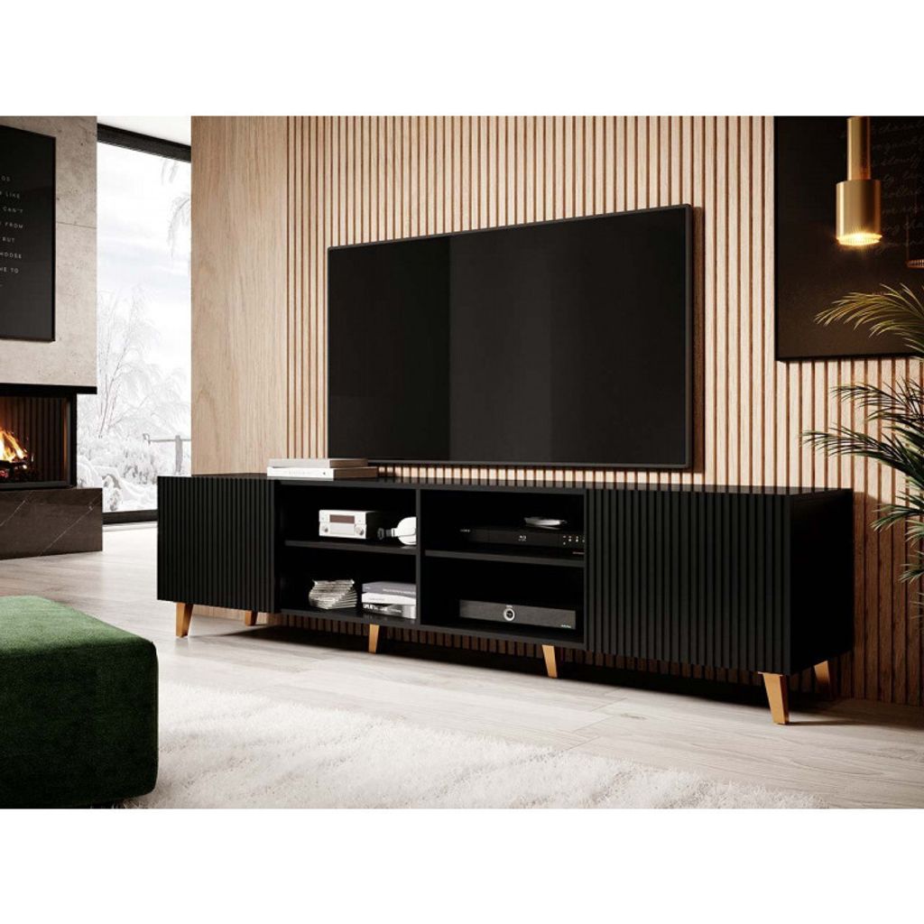 TV stolík 200 cm CRATO - čierny Obrázok produktu 
