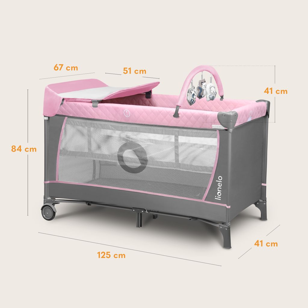 Lionelo Timon Beistellbett Baby - Reisebett Bis 9 Kg Mit Neigungsfunktion