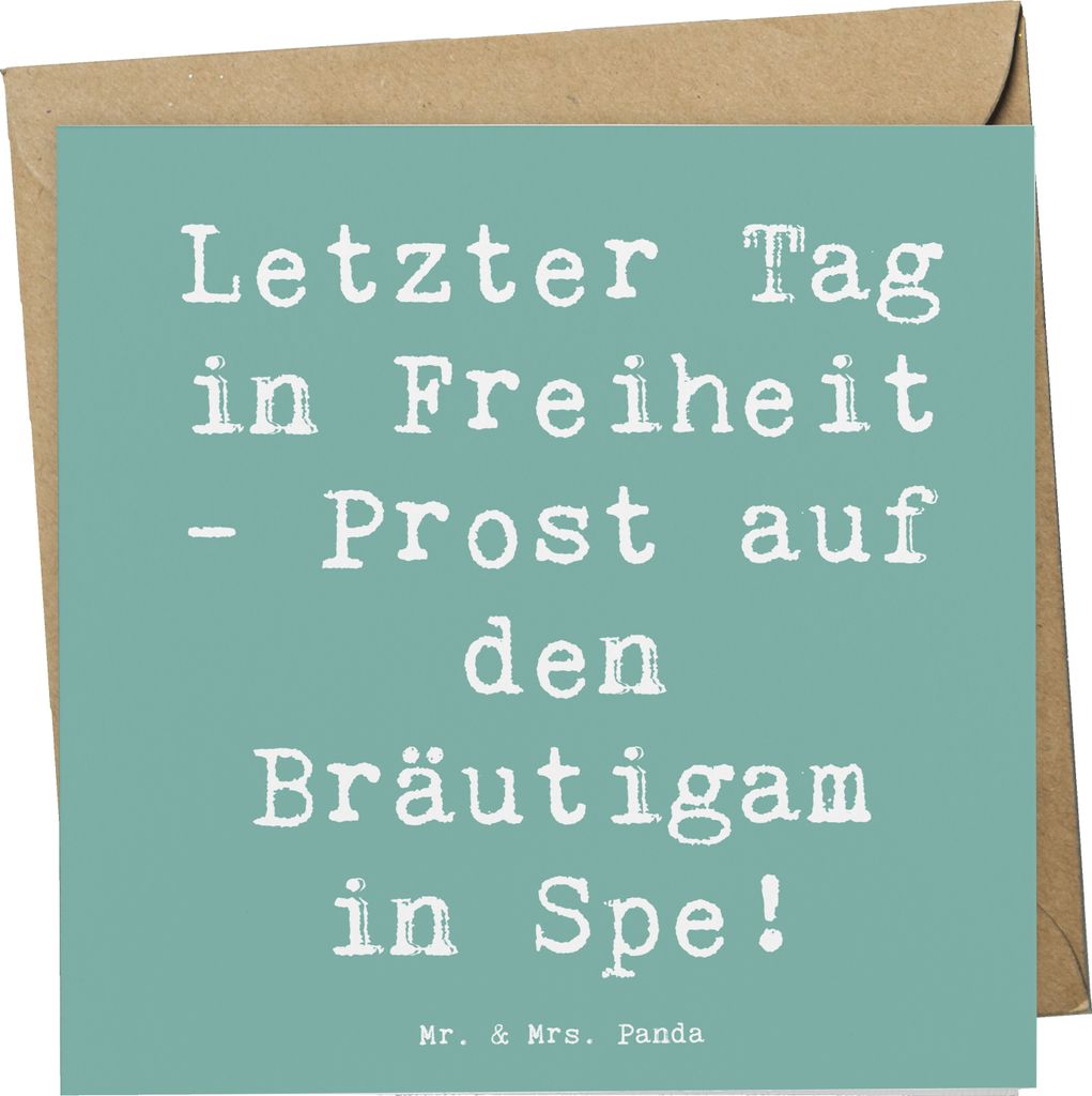 Mr. & Mrs. Panda Glückwunschkarte Spruch Junggesellenabschied Feier - Meeresbrise - Geschenk, Geschenke, Heirat, Klappkarte, anlasskarte, handgefe...