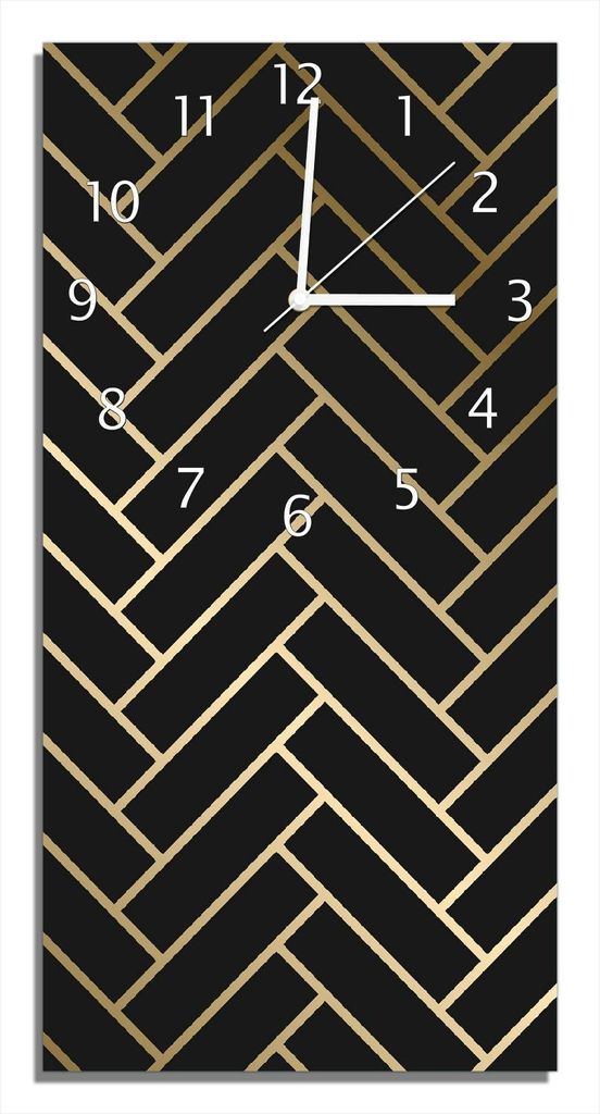 Wallario Design Wanduhr bedruckt, Größe 30 x 60 cm, Motiv: Elegantes Fischgrätmuster